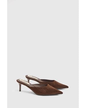 Dorothy Perkins Faith: Becky Faux Suede Pointed Toe Medium Stiletto Heel Mules - Brown