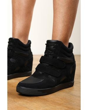 Where's That From 'Hitop' Wedge Trainers W/ A Front Lace Up - Black