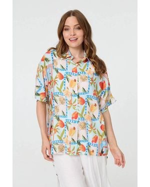 Izabel London Patchwork Relaxed 1/2 Sleeve Shirt - White