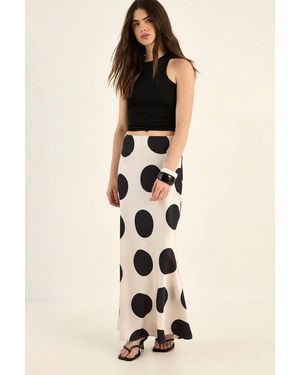 Nasty Gal Satin Polka Dot Bias Maxi Skirt - Natural
