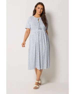 Yours Ditsy Throw On Dress - Grey