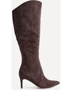 Linzi Ambition Faux Suede Assymetric High Leg Stiletto Boot - Brown