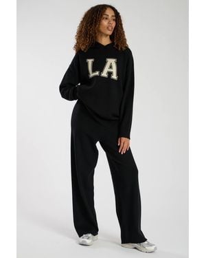 South Beach Wide Leg Jogger - Black
