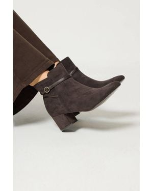 Long Tall Sally Buckle Detail Ankle Boots - Brown