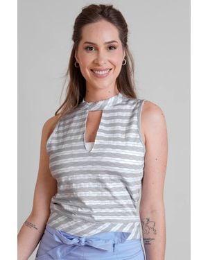 Enorsia High Neck V-Cut Crop Top - White