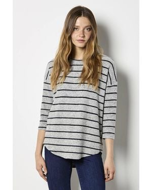 Apricot Soft Touch Stripe Top - Grey