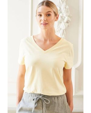 British Boxers "Butter" Cotton V-Neck T-Shirt - Natural