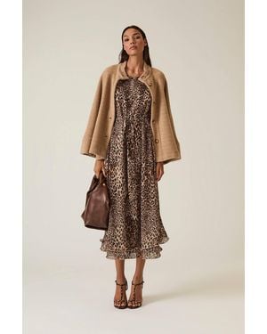 James Lakeland Maxi Leopard Wave Hem Dress - Natural