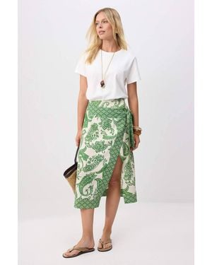 WOVCOR Wrap Front Midi Skirt - Green