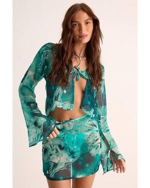 Nasty Gal Floral Tie Dye Mini Beach Skirt - Green