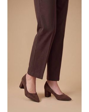 Dorothy Perkins Tiff Faux Suede High Block Heel Pointed Court Shoes - Brown