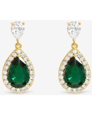 Jon Richard Plated Cubic Zirconia Emerald Pear Drop Earrings - Green