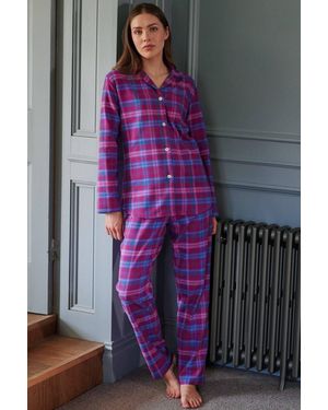 British Boxers "Portree Tartan" Brushed Cotton Pyjama Set - Purple