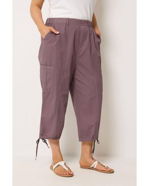 Yours Cropped Cargo Trousers - Purple