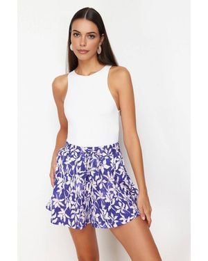 WOVCOR Regular Fit Normal Waist Textured Knit Shorts - Blue
