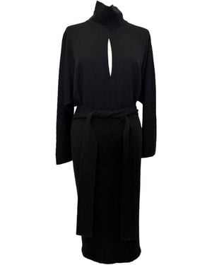 Tom Ford Preloved Cutout Turtleneck Midi Dress - Black