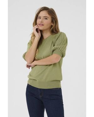 Kaffe Lone Slim Fit Half Sleeve Pullover - Green