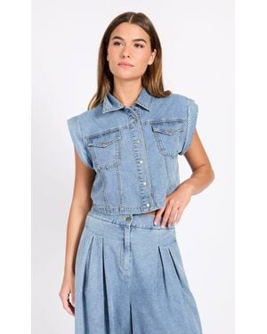 Little Mistress Sleeveless Denim Waistcoat - Blue