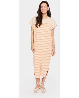 Saint Tropez Milasz Striped Short Sleeve Midi Dress - White