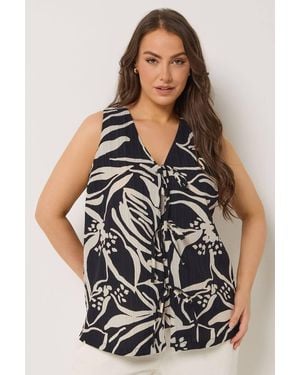 Yours Floral Tie Front Vest Top - Black