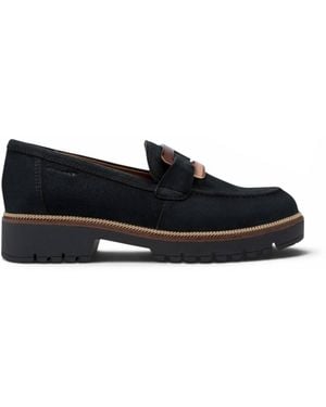 Infinity Leather Tamaris Suede Leather Loafer Casual Shoes - Black