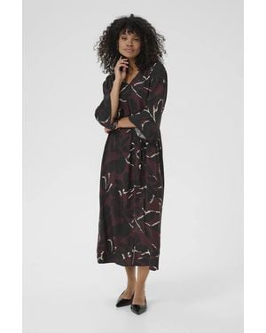 Kaffe Kamille Patterned Midi Dress - Black