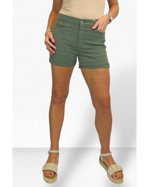 Paulo Due Casual Turn Up Slim Fit Shorts - Green
