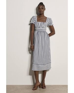 Apricot Stripe Milkmaid Midaxi Dress - Blue