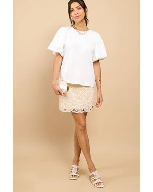 Little Mistress Crochet Mini Skirt - Natural