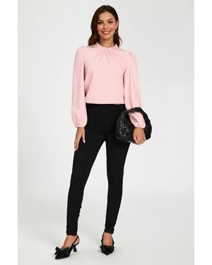 FS Collection Frill Detail High Neck Top - Pink