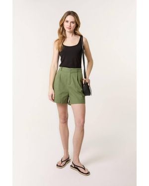 Blue Vanilla Button & Zip Shorts - Green