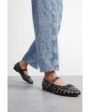 Dorothy Perkins Faith: Gracie Faux Leather Diamante Studded Mary Jane Ballerinas - Blue
