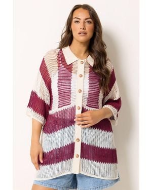 Yours Knitted Crochet Shirt - Red