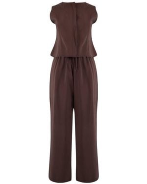 WOVCOR 2-Piece Sleeveless Blouse & Wide Leg Trousers Co-Ord - Brown