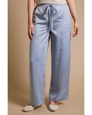 Dorothy Perkins Satin Relaxed Drawstring Contrast Trouser - Blue