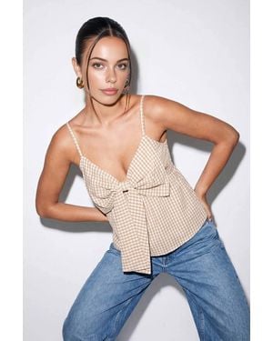 WOVCOR Bow Neck Strappy Woven Blouse - Blue