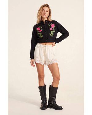 Nasty Gal Rose Embroidered Western Cardigan - Black