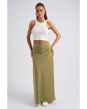 Urban Bliss Satin Bias Maxi Skirt - Green