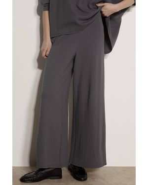 Apricot Waffle Jersey Knit Wide-Leg Joggers - Grey