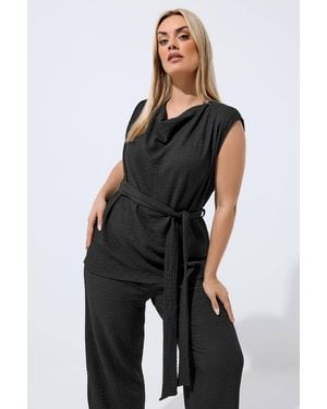 Yours Textured Sleeveless Top - Black