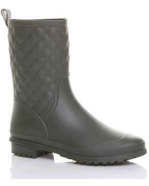 AJVANI Low Heel Waterproof Wellingtons Quilted Ankle Boots Wellies - Grey