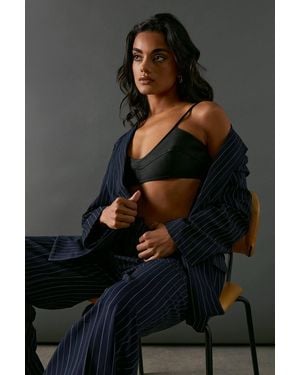 Warehouse Heavy Satin Strappy Seaming Bralette - Grey
