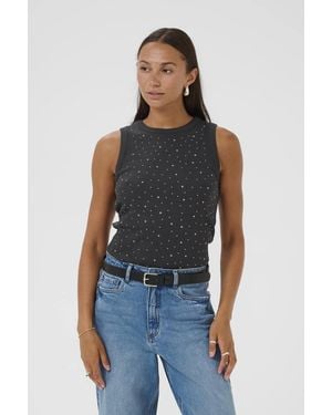 Kaffe Stylish Sleeveless Top W/ Stud Detail - Blue