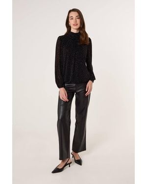 Blue Vanilla Long Sleeve Slip On Turtleneck Blouse - Black