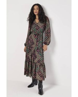 Apricot Foil Floral Print Maxi Dress - Multicolour