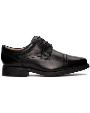 Clarks Hail Cap Leather Derby Shoes - Black
