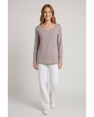 Izabel London Striped Relaxed Long Sleeve Top - Pink