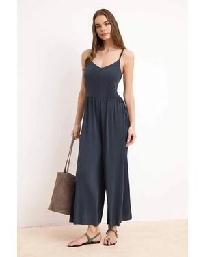 WOVCOR Strappy Wide Leg Culotte Jumpsuit - Blue