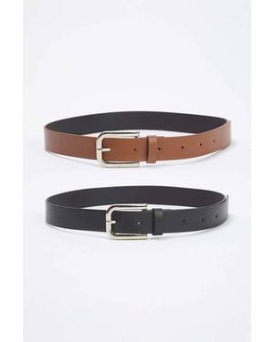 WOVCOR Double Pack Buckle Classic Faux Leather Belt - White