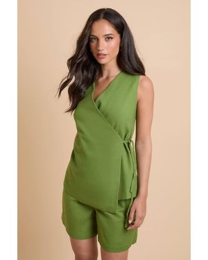 Dorothy Perkins Wrap Front Waistcoat - Green